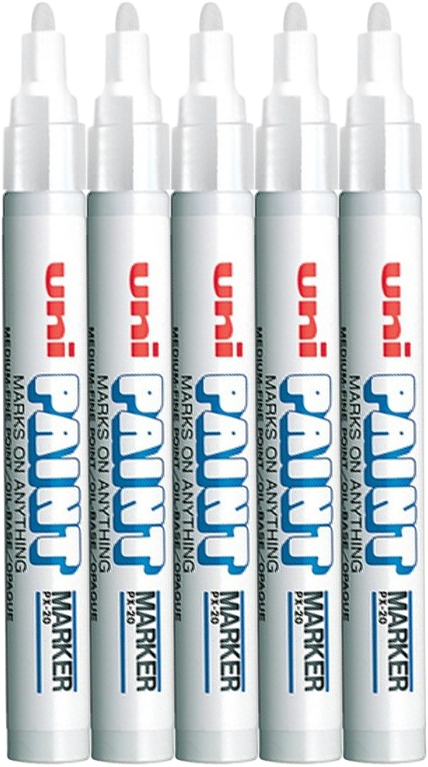 5x Marker olejowy UNI PX-20, okrągła, 2.2-2.8mm, biały
