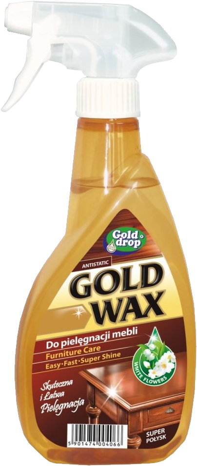 Płyn do pielęgnacji mebli Gold Drop Gold Wax, z rozpylaczem, białe kwiaty, 400ml