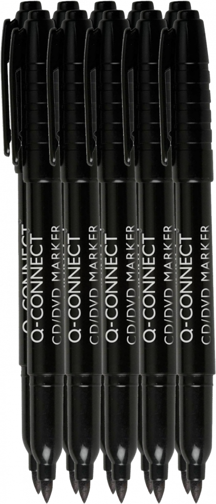 10x Marker do płyt CD i DVD Q-Connect, okrągła, 1mm, czarny
