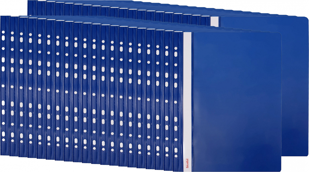 40x Skoroszyt plastikowy oczkowy Biurfol, twardy, A4, do 200 kartek, granatowy
