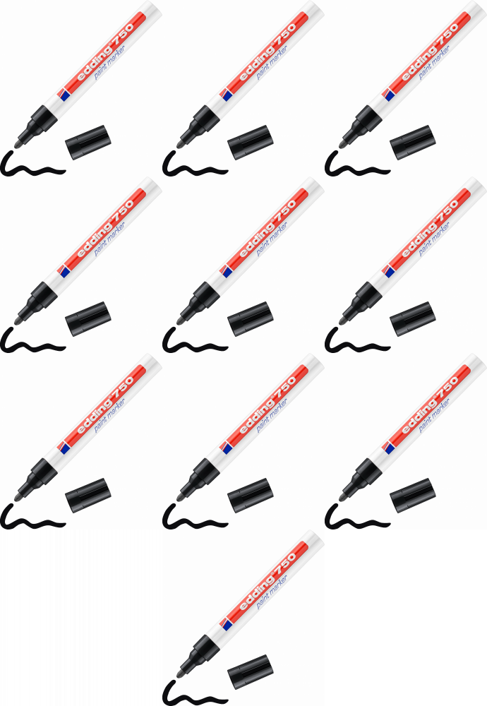 10x Marker olejowy edding 750, okrągła, 4mm czarny