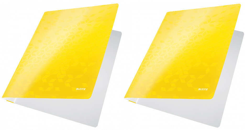 2x Skoroszyt kartonowy bez oczek Leitz Wow, A4, do 60 kartek, 300g/m2, żółty