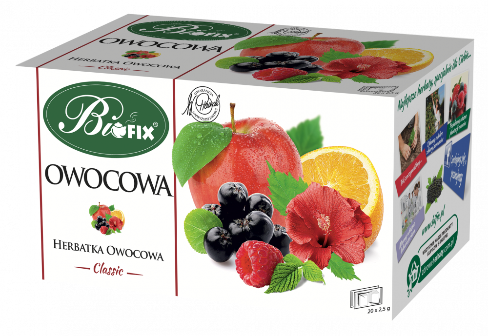 Herbata owocowa w torebkach BiFix Classic, owocowa, 20 sztuk x 2.5g