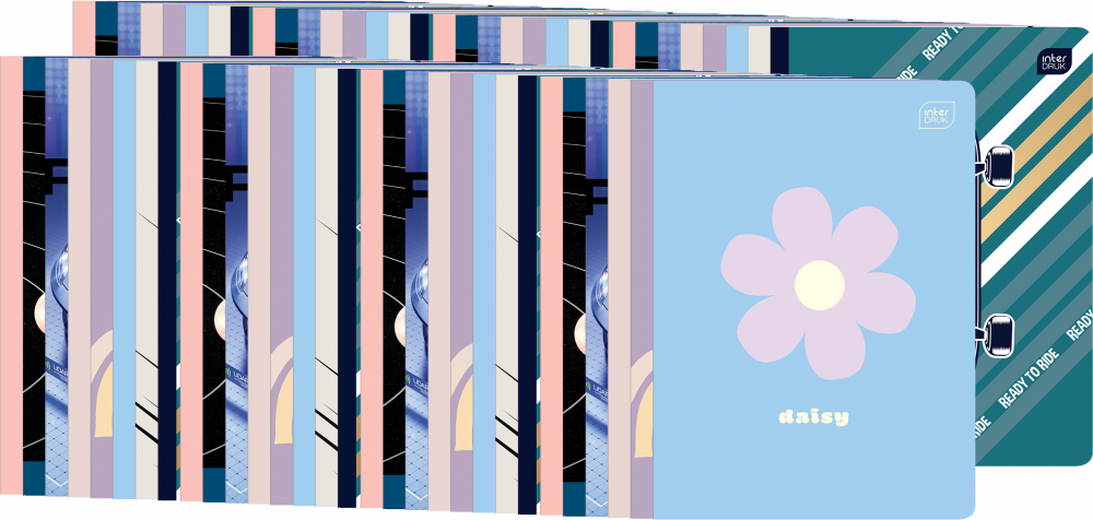 100x Zeszyt w kolorową kratkę Interdruk, A5, 32 kartki, mix wzorów