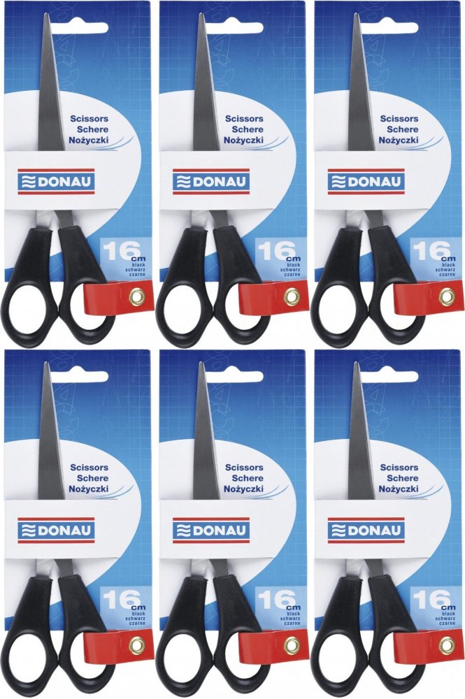 6x Nożyczki biurowe Donau, 16 cm, czarny