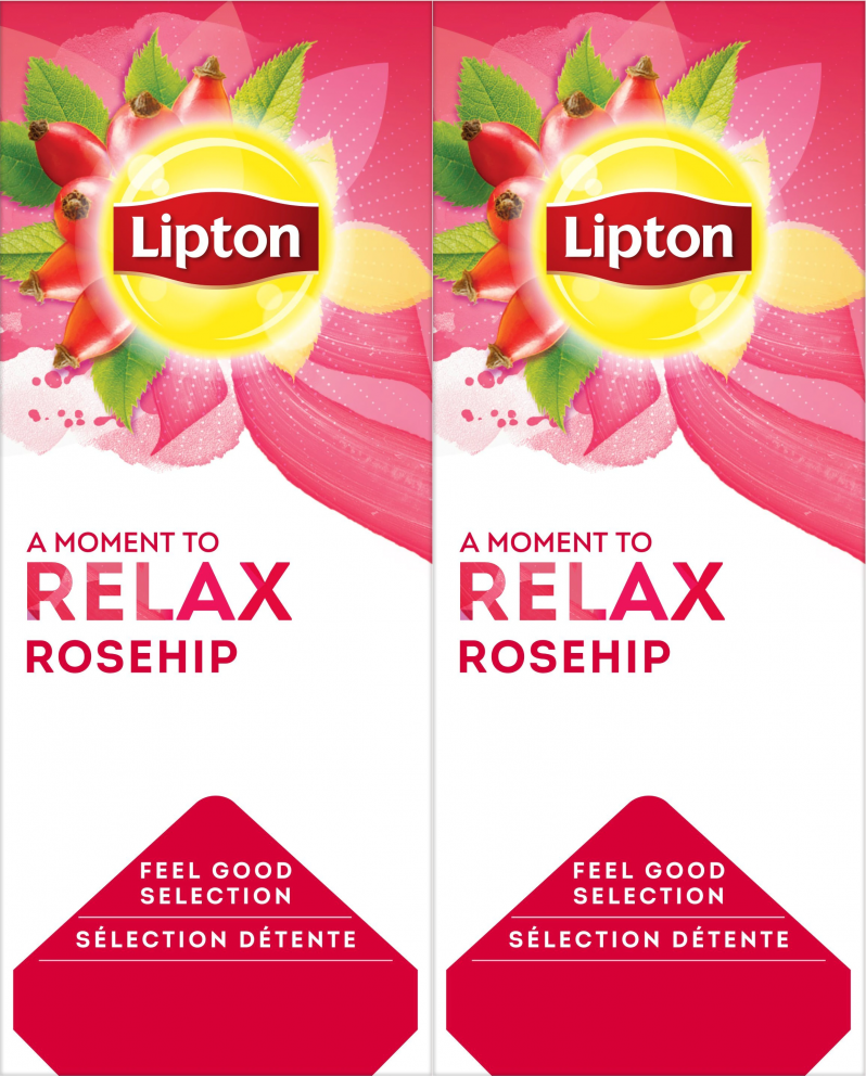 2x Herbata owocowa w kopertach Lipton Classic, dzika róża i hibiskus, 25 sztuk x 2.5g