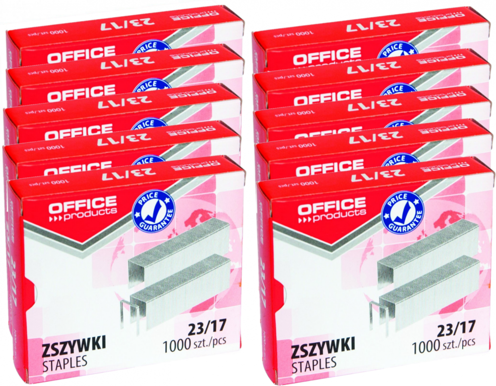 10x zszywki Office Products 23/17, 1000 sztuk, srebrny