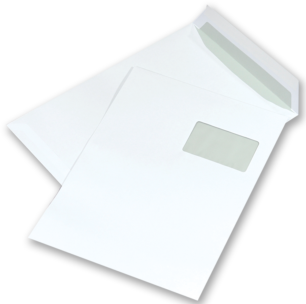 Koperta standardowa NC, C4, z paskiem HK, okno prawe góra, 250 sztuk, biały