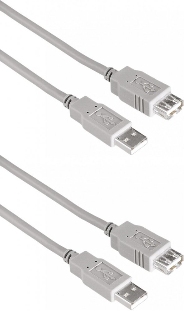 2x Kabel-przedłużacz USB A-A Hama, 1.5m, szary
