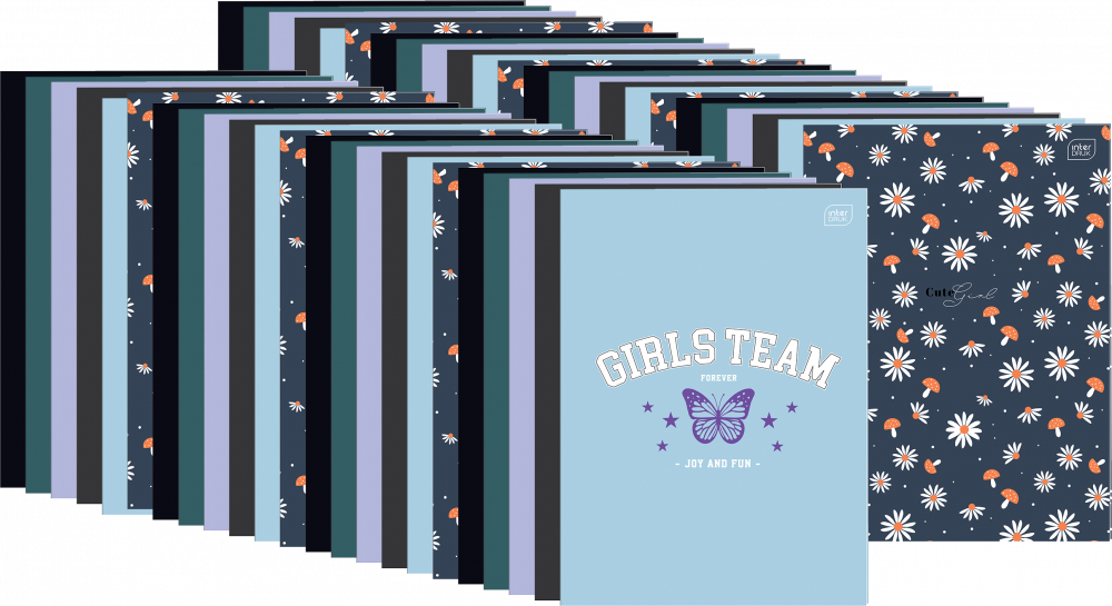 50x Zeszyt w kratkę Interdruk, A4, 32 kartki, mix wzorów