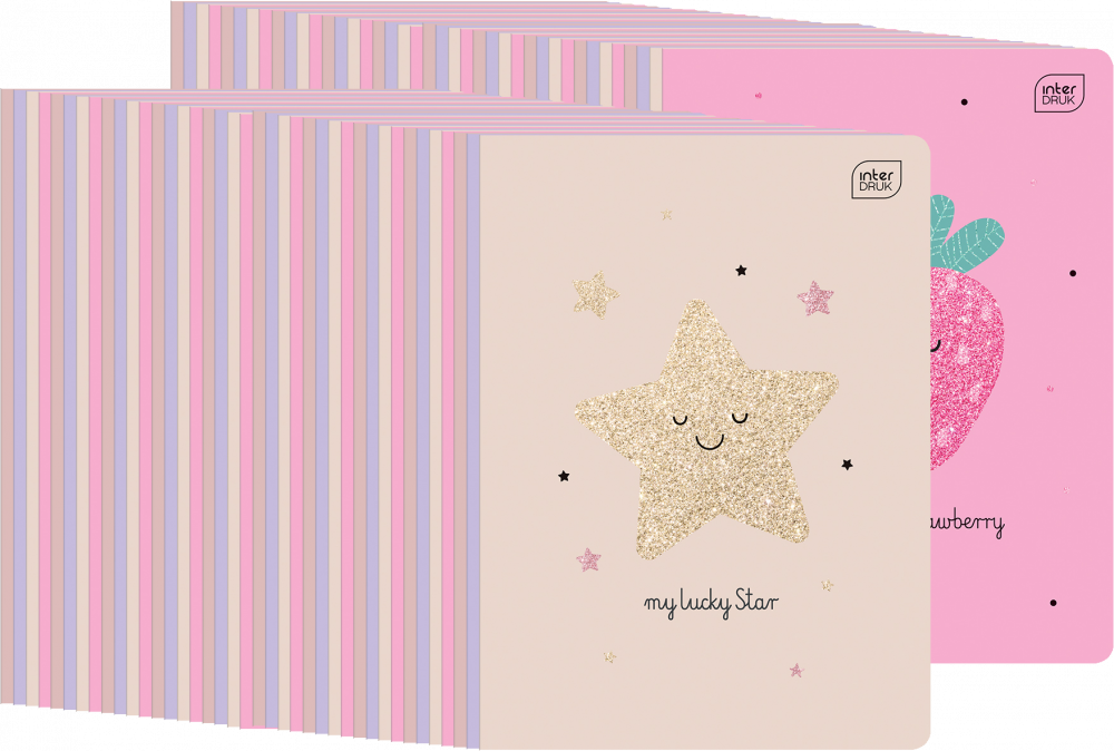 80x Zeszyt w wąskie linie Interdruk Glitter, A5, 16 kartek, mix wzorów