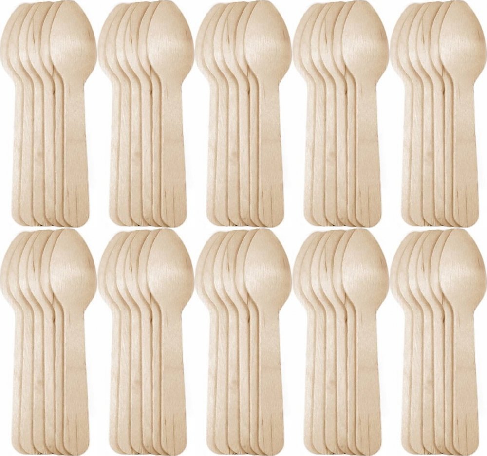 10x Łyżeczki jednorazowe Packman, 11cm, drewno, 100 sztuk, brązowy