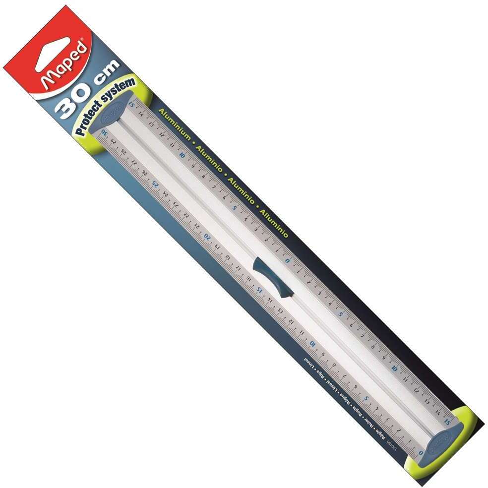 Linijka aluminiowa Maped Protect Sysytem, z uchywtem, 30cm, srebrny