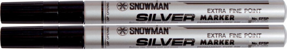 2x Marker olejowy Snowman, cienki, okrągła, srebrny