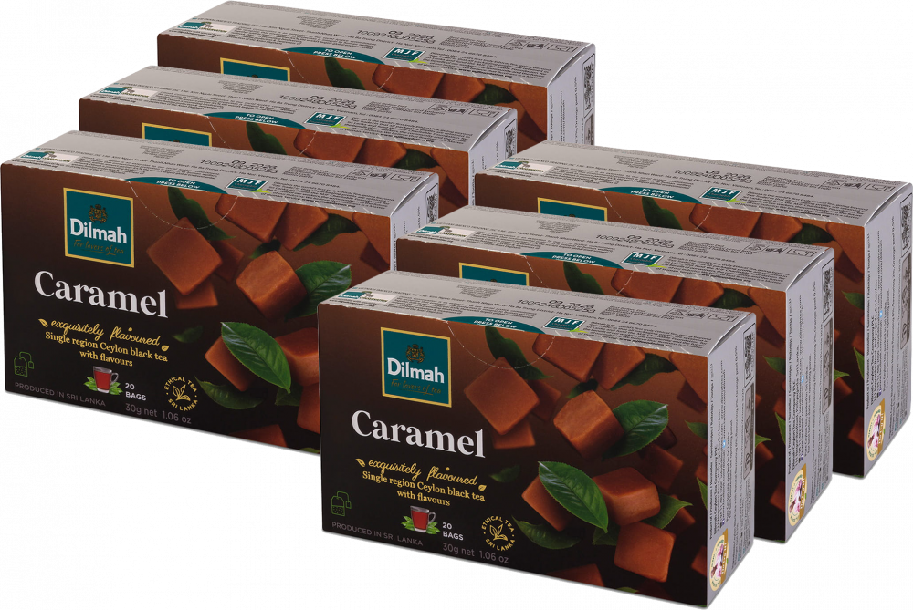 6x Herbata czarna w torebkach Dilmah Caramel, karmelowa, 20 sztuk x 1.5g