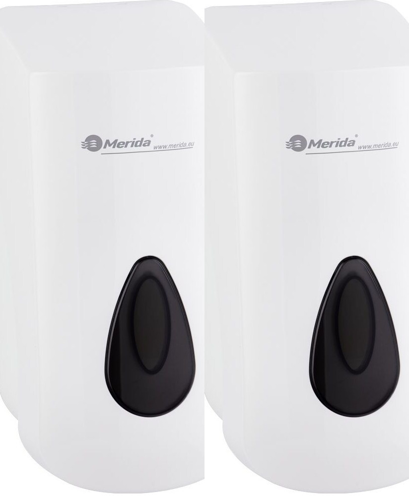 2x Dozownik do mydła w płynie Merida Top Maxi, szare okienko, 25x11.5x11.5cm, 800ml, biały