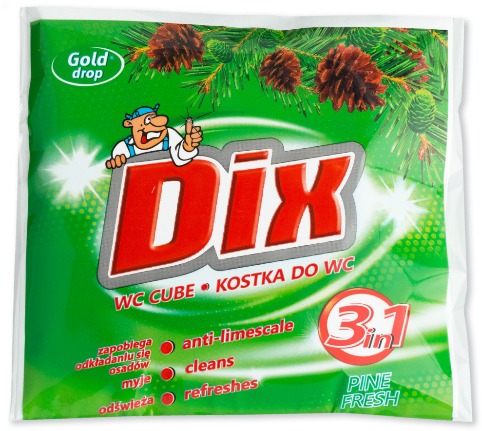 Kostka do WC z koszyczkiem Dix Gold Drop, leśny, 35g