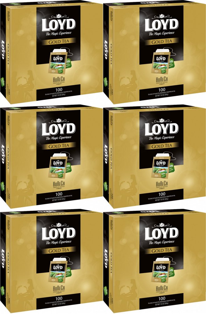 6x Herbata czarna w kopertach Loyd Horeca Gold Tea, 100 sztuk x 2g