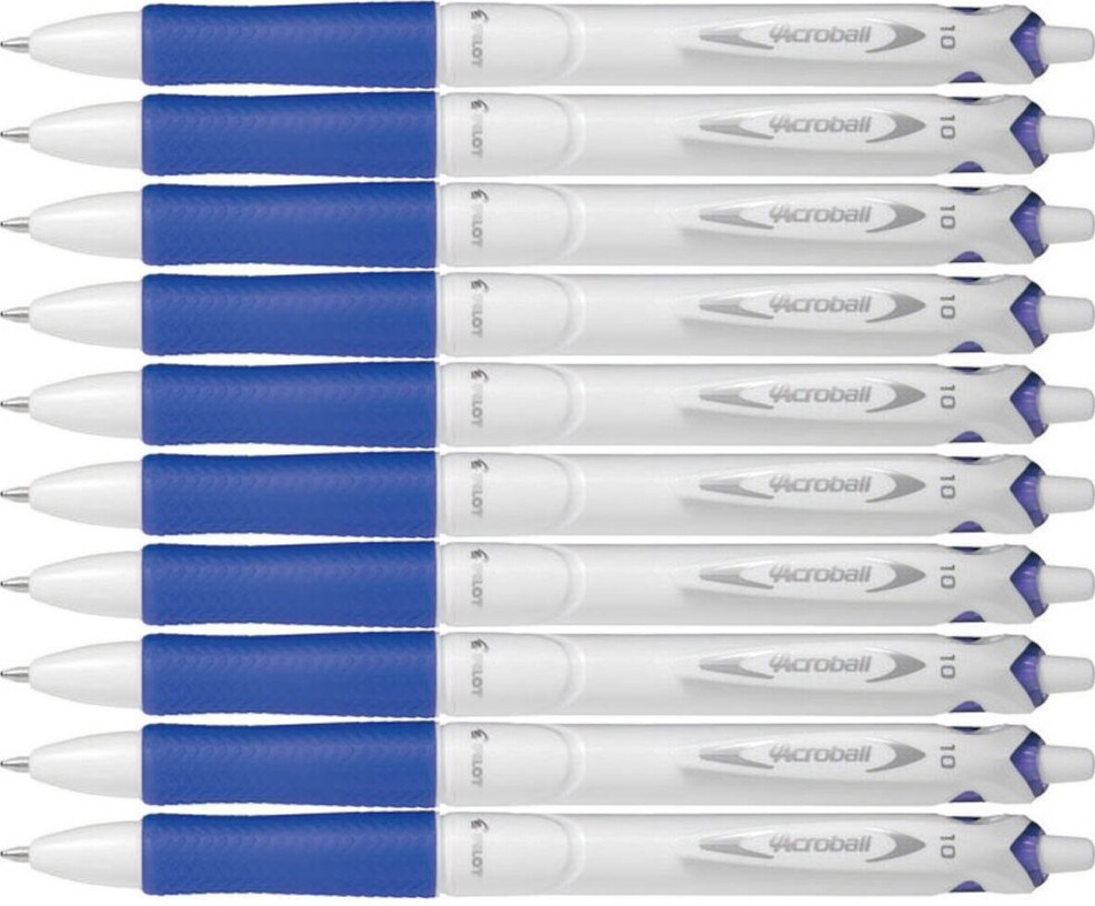 10x Długopis Pilot Acroball Pure White, 1.0mm, niebieski