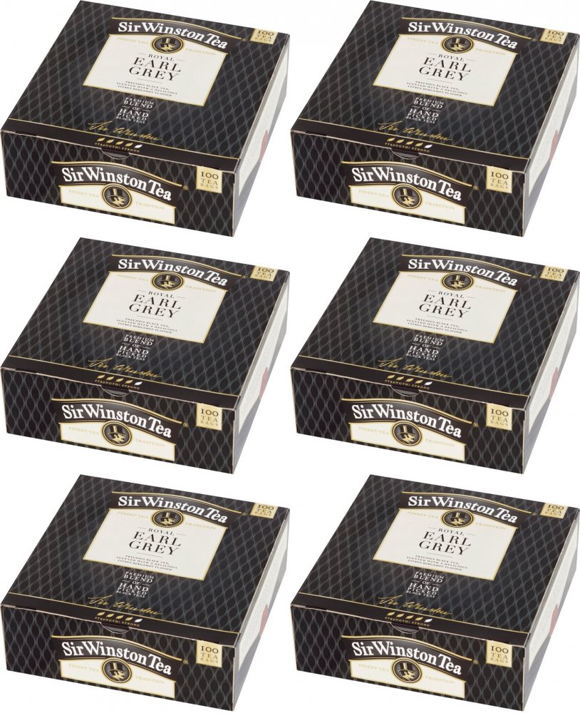 6x Herbata Earl Grey w torebkach Sir Winston Royal, 100 sztuk x 1.75g