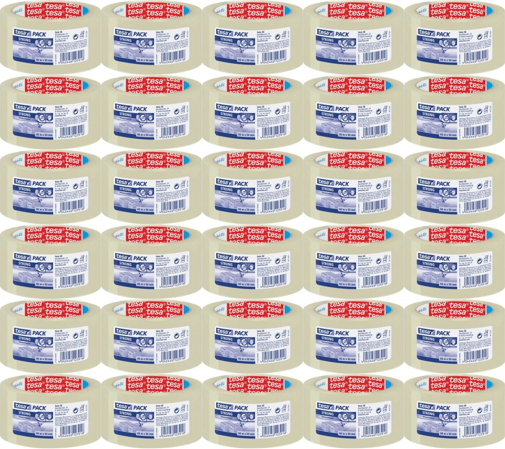 36x Taśma pakowa Tesa, cicha, akryl, 66mx50mm, transparentny