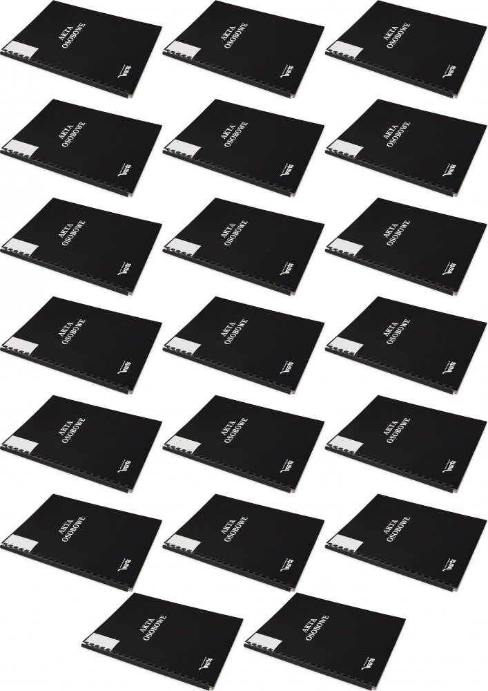 20x Teczka do akt osobowych Warta, A4, z bindą zewnętrzną, ABCDE, czarny