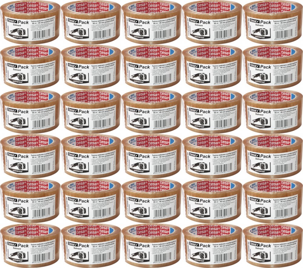 36x Taśma pakowa Tesa Standard Solvent, 48mmx66m, transparentny
