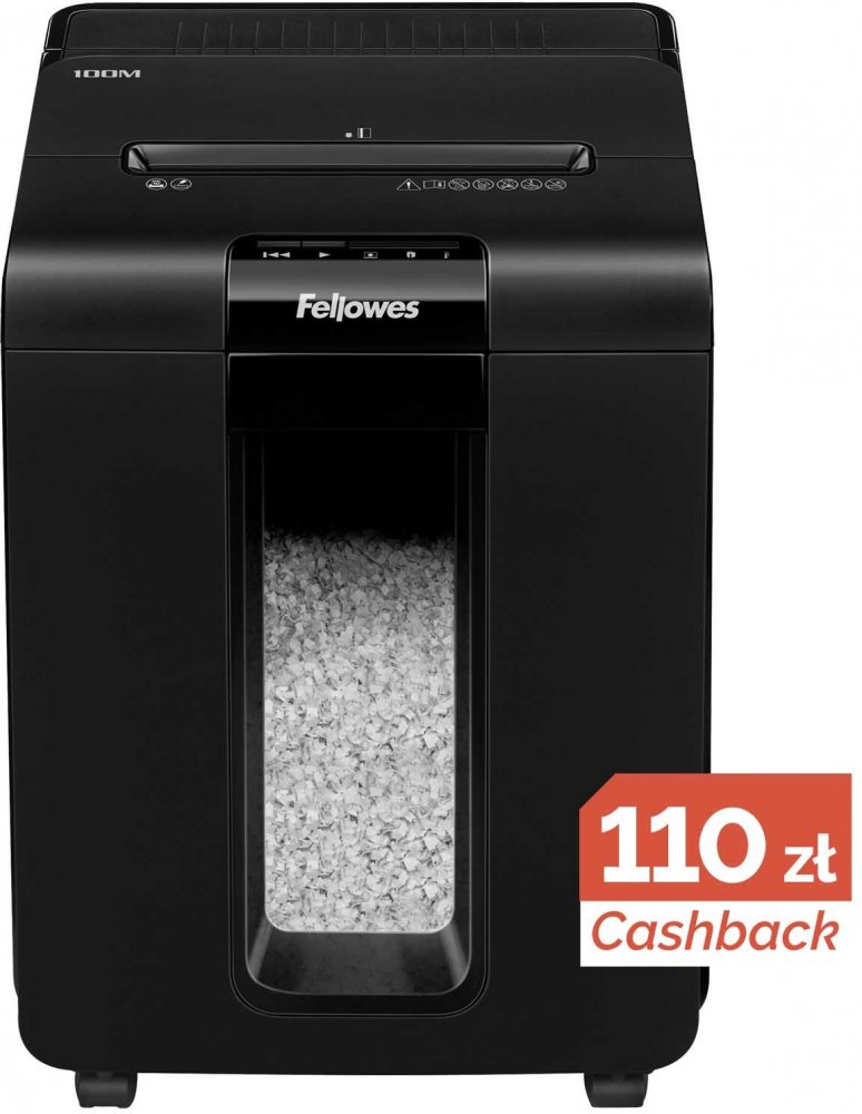 Niszczarka automatyczna Fellowes AutoMax 100M, miniścinek 4x10mm, 100 kartek, P-4/T-4 DIN, czarny