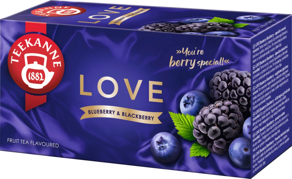 Herbata owocowa w torebkach Teekanne Love Blueberry & Blackberry, borówka i jeżyna, 20 sztuk x 2.25g