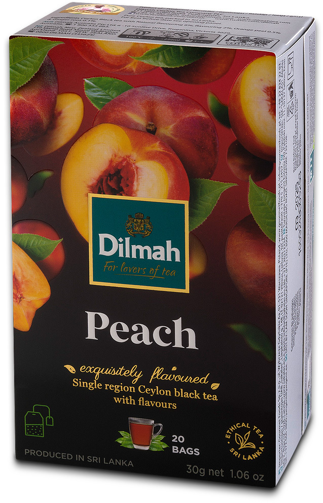 Herbata czarna aromatyzowana w torebkach Dilmah Peach, brzoskwinia, 20 sztuk x 1.5g