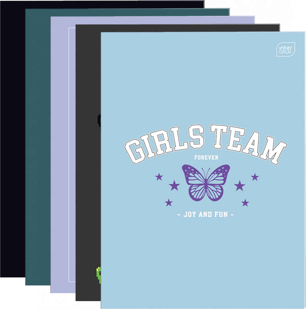 5x Zeszyt w kratkę Interdruk, A4, 32 kartki, mix wzorów