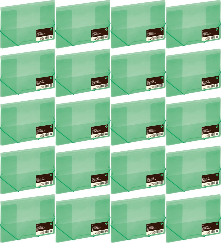 20x Teczka plastikowa z gumką Grand ZP-041, A4, zielony