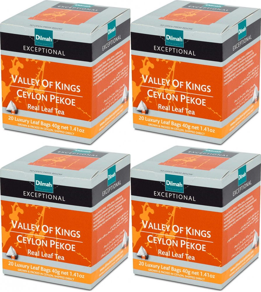 4x Herbata czarna w piramidkach Dilmah Exceptional Valley of Kings Ceylon Pekoe, 20 sztuk x 2g