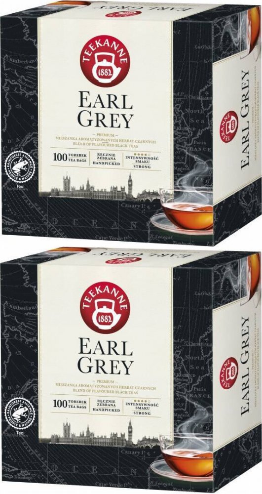 2x Herbata Earl Grey w torebkach Teekanne, 100 sztuk x 1.65g