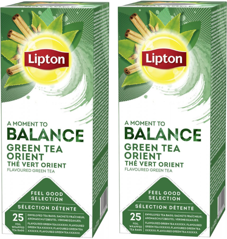 2x Herbata zielona smakowa w kopertach Lipton Classic Green Tea Orient, 25 sztuk