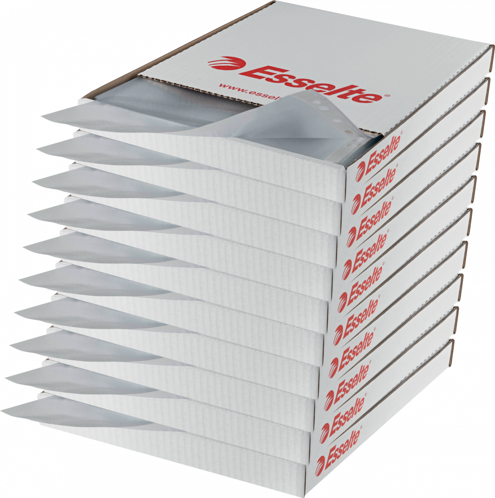 10x Koszulki groszkowe Esselte, otwierane od góry, A4, 43μm, 100 sztuk, transparentny