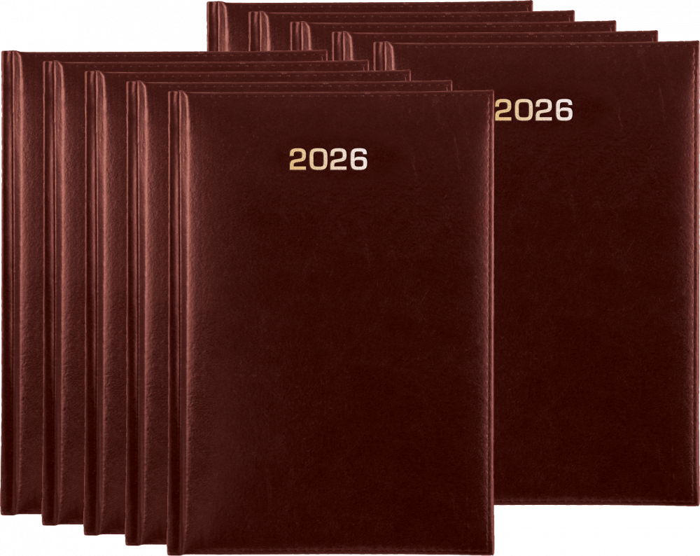 10x Kalendarz książkowy 2026, Udziałowiec, Dyrektorski, A5, dzienny, bordowy