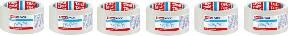 6x Taśma pakowa Tesa Basic, 45mmx40m, przezroczysty