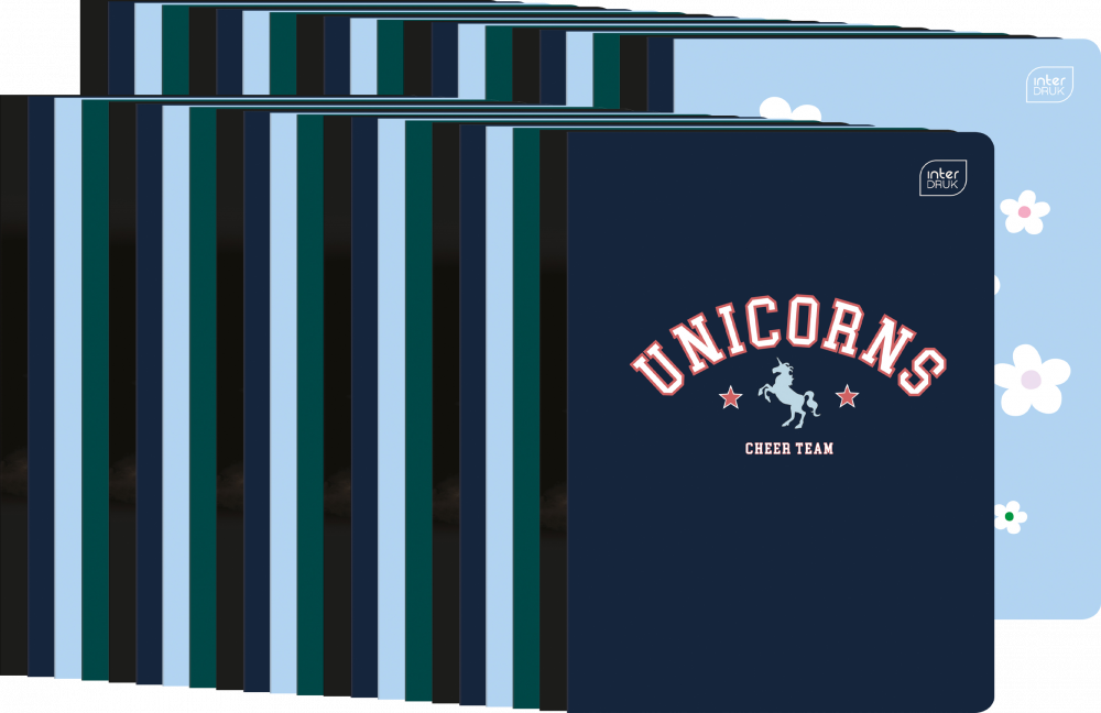 80x Zeszyt gładki Interdruk UV, A5, 32 kartki, mix wzorów