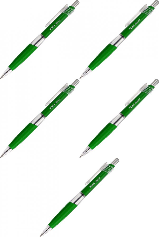 5x Długopis automatyczny Toma TO-038, Medium, 1mm, zielony