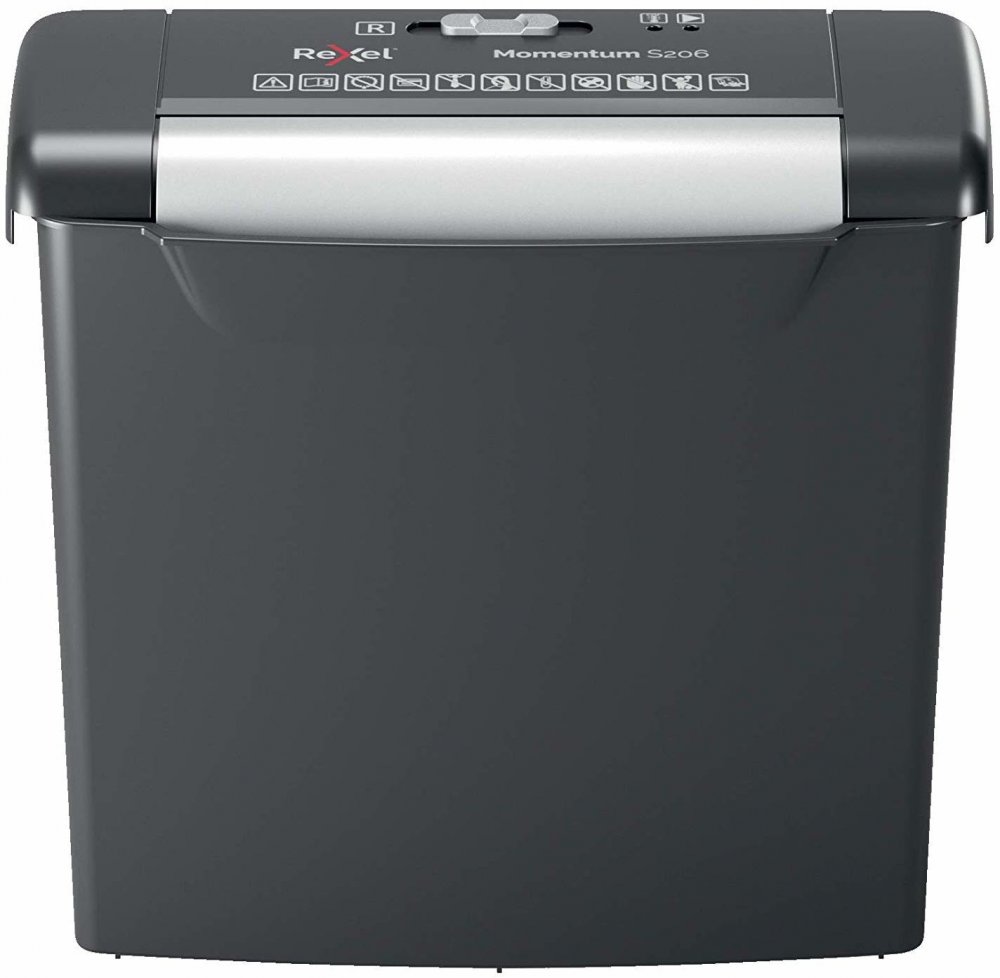 Niszczarka do papieru Rexel Momentum S206, pasek 6mm, 6 kartek, P-2 DIN, czarny