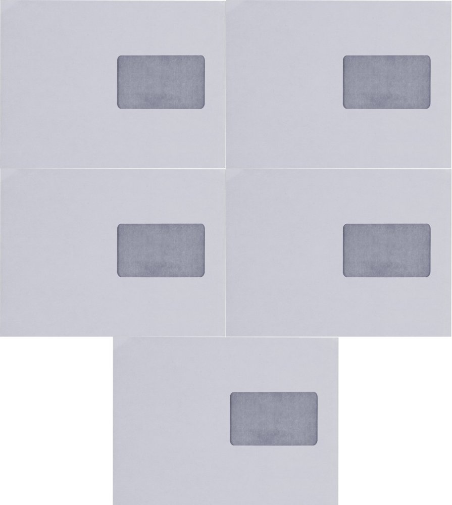 5x Koperta standardowa Rayan, C5, samoklejąca SK, okno prawe, 50 sztuk, biały