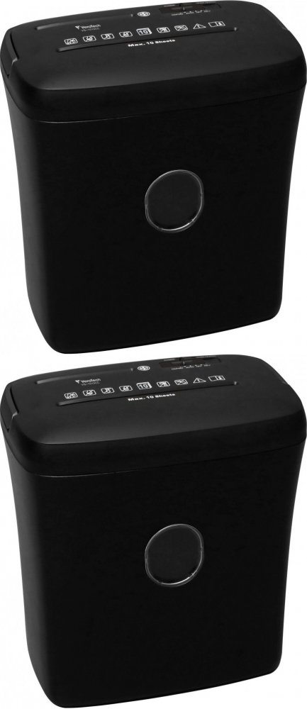 2x Niszczarka do papieru VeroTech VS-1010CC, ścinek 4x35mm, 10 kartek, P-4/O-1/T-4/E-3/F-1 DIN, czarny