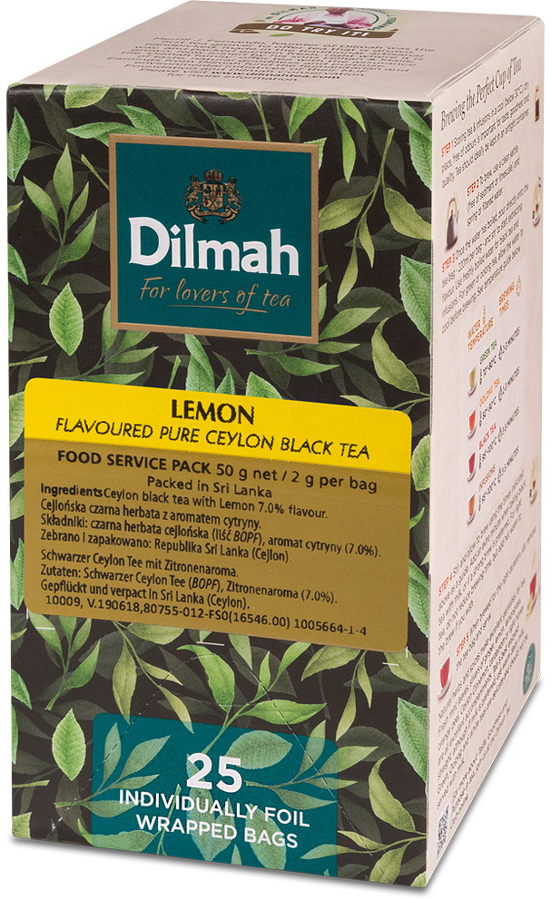Herbata czarna aromatyzowana w kopertach Dilmah Lemon, cytrynowy, 25 sztuk x 2g