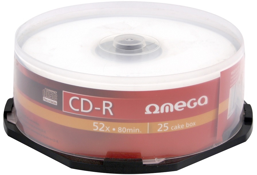 Płyta CD-R Omega, do jednokrotnego zapisu, 700 MB, cake box, 25 sztuk