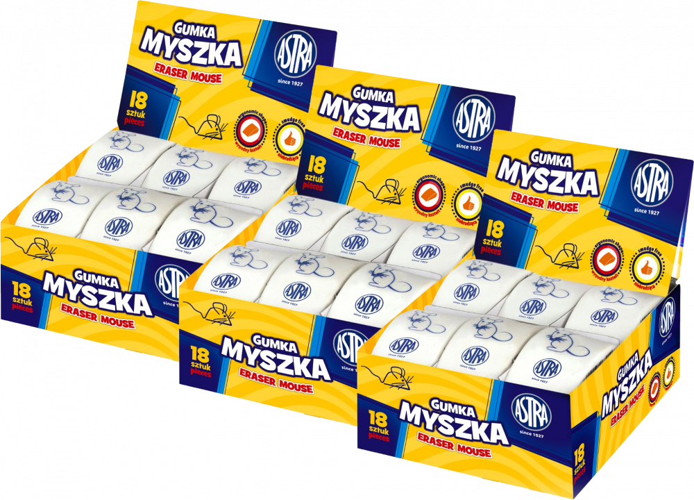 54x Gumka do ścierania Astra Myszka, biały