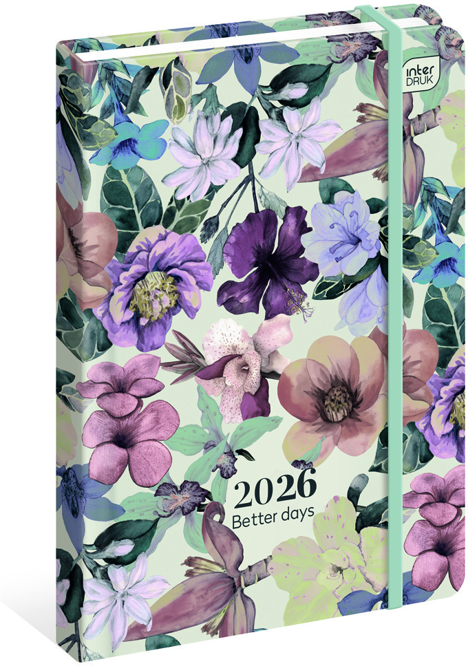 Kalendarz książkowy 2026, Interdruk, Mat+UV Flowers, B6, tygodniowy