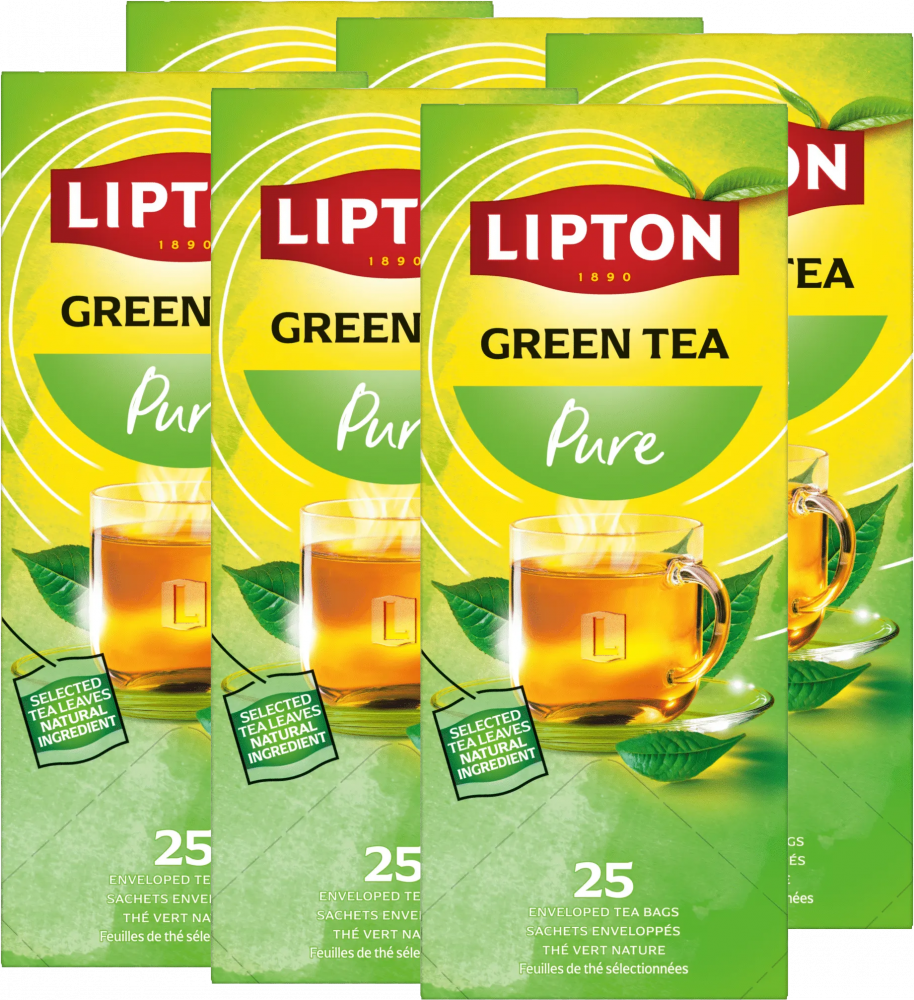 6x Herbata zielona w kopertach Lipton Green Tea Classic, 25 sztuk x 1.3g