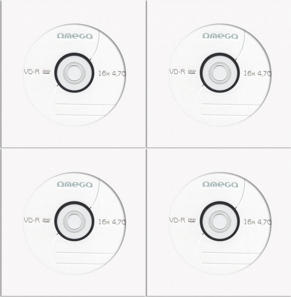 4x Płyta DVD-R Omega, do jednokrotnego zapisu, 4.7GB, koperta, 10 sztuk