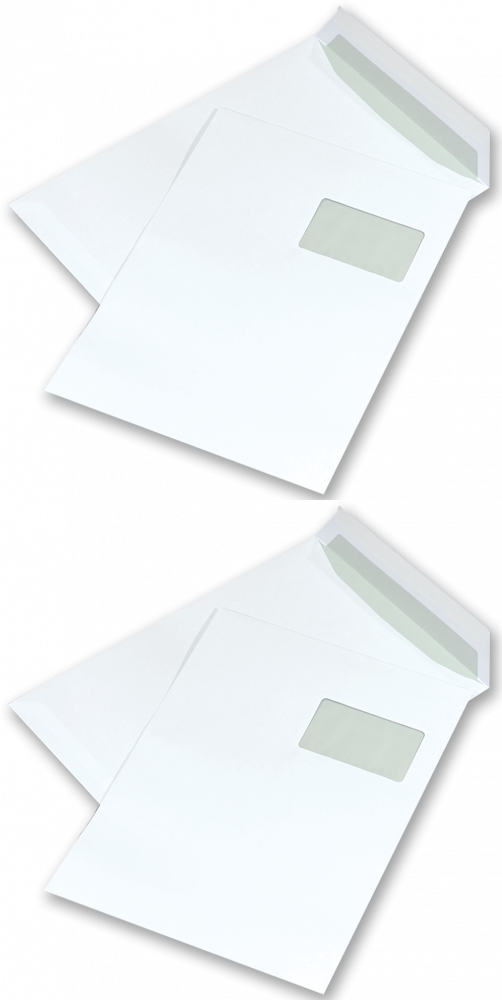 2x Koperta standardowa NC, C4, z paskiem HK, okno prawe góra, 250 sztuk, biały